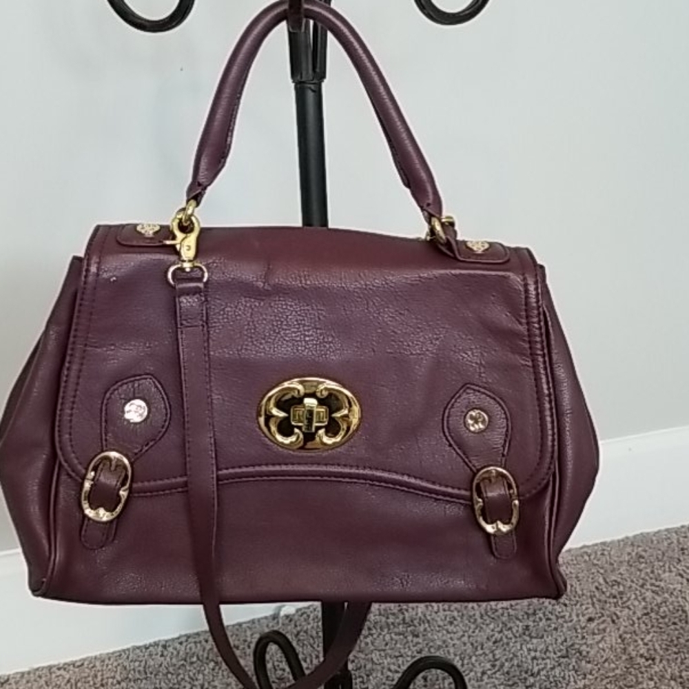 Emma Fox purple leather satchel purse